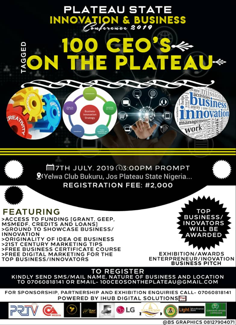 About: Plateau State  Innovation and Business Conference 2019  Tagged: “100 CEOs on the Plateau”