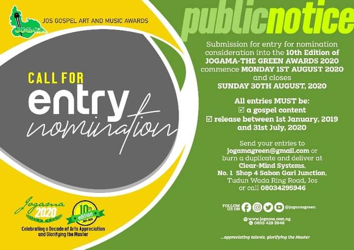 JOGAMA: CALL FOR SUBMISSION OF ENTRIES 2020.