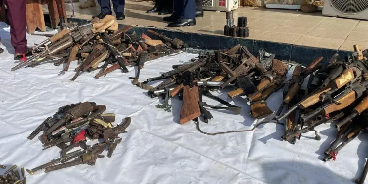 Military hand over 130 small arms and light weapons recovered in Plateau