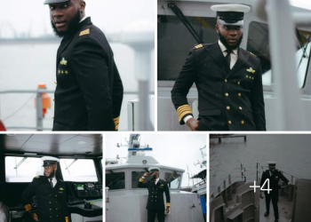 Blaqboi storms the media in a stunning naval outfit