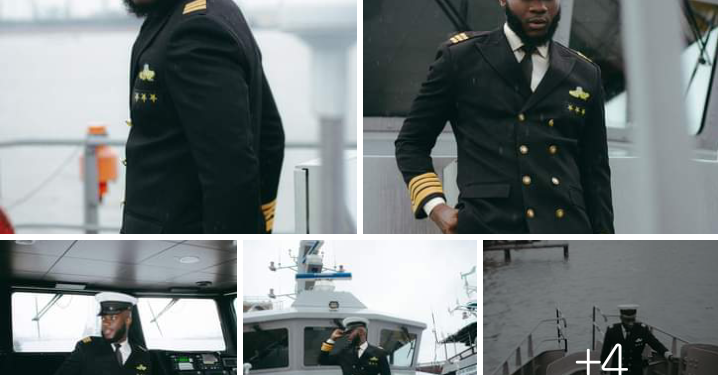 Blaqboi storms the media in a stunning naval outfit