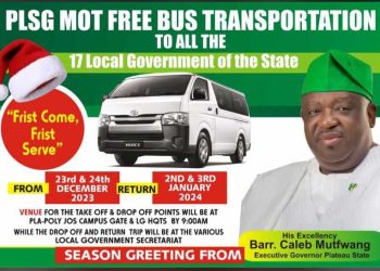 Governor Mutfwang Offers Free Bus Transportation Across 17 LGAs