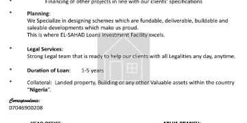 SPONSORED: EL-SAHAD LOANS INVESTMENT FACILITY: Fast, Profitable & Secured Investment Solutions