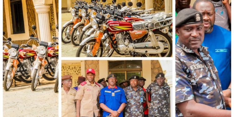 Council Boss, Pirfa Tyem Boosts Security in Langtang North, Empowers Police, NSCDC, NDLEA with 15 Bikes
