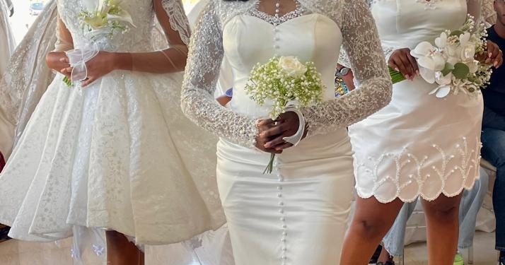 Beautiful Bride Unveils Elegant Civil Wedding Dress Collection in Jos